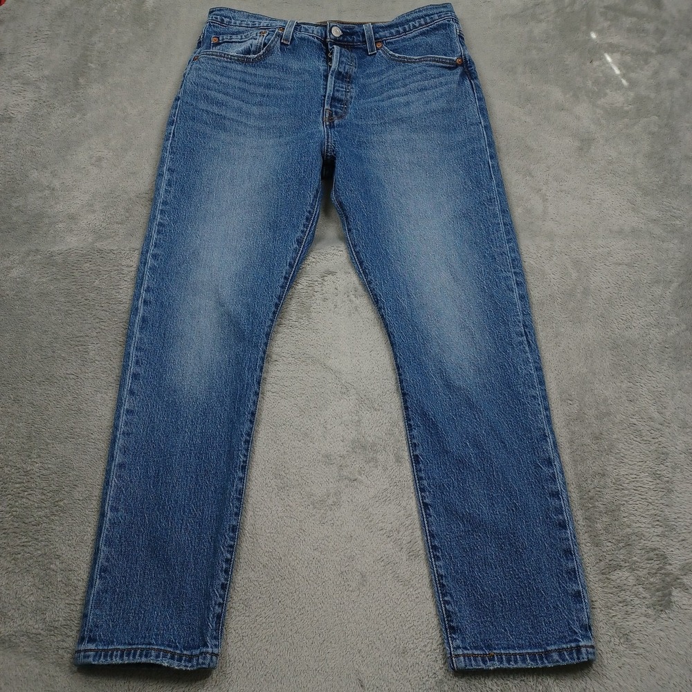 Levis 501 Jeans Womens 31 Blue Denim Straight Modern Casual Button Fly